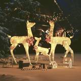 Træ Dekorationer vidaXL rensdyrfamilie 201 LED'er juledekoration guldfarvet Juletræ