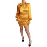 4 Kjoler Dolce & Gabbana Women's Silk Stretch Sheath Bodycon Mini Dress - Yellow