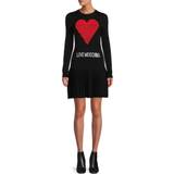 Love Moschino Sort Kjoler Love Moschino Intarsia Heart Sweater Dress