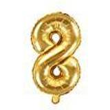 PartyDeco Foil Balloon Number 8 35cm Gold