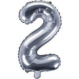 PartyDeco Foil Balloon Number 2 35cm Silver
