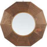 Brun Spejle Beliani i brunt malet poppeltræ ø 60 cm tikantet rund ramme i vintage stil minimalistisk skandinavisk dekor tilbehør Vægspejl 60cm