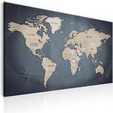 Grå Vægdekorationer Artgeist World Map: Shades of Grey Klassisk verdenskort trykt på lærred Flere størrelser 60x40 Billede
