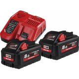 Oplader - Rød Batterier & Opladere Milwaukee Batteripakke HNRG-802, 2×18V/8,0Ah lader M12-18FC
