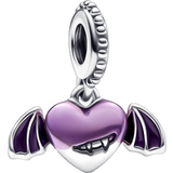 Lilla Charms & Vedhæng Pandora Vampire Winged Heart Dangle Charm - Silver/Purple
