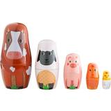 Bigjigs Dyr Dukker & Dukkehus Bigjigs Tidlo Wooden Nesting Farm Animal Russian Dolls