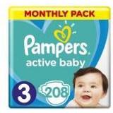 Pampers Bleer Pampers Active Baby Size 3, 6-10kg, 208 Pcs
