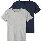 Grå Overdele Name It Basic T-shirt 2-pack - Dark Sapphire (13209164)