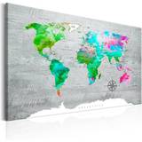 Canvas Tavla - World Map: Green Paradise 120x80 Billede