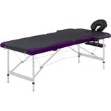 vidaXL foldbart massagebord 2 zoner aluminium sort og lilla