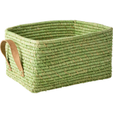 Læder Opbevaringskurve Børneværelse Rice Raffia Rectangular Basket