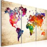 Artgeist The World's Map in Watercolor Billede 120x80cm