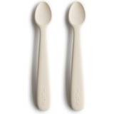 Hvid Børnebestik Mushie Silicone Feeding Spoons 2-pack