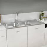 Køkkenvask stål dobbelt vidaXL dobbelt køkkenvask 1200x500x155 rustfrit stål sølvfarvet