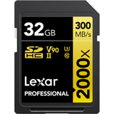 32 GB - UHS-II Hukommelseskort LEXAR Professional SDHC UHS-II Class 10 U3 V90 300/260MB/s 32GB (2000x)