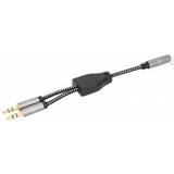 Manhattan Headset Adapter Kabel Aux Y Audio Splitter 3,5 jack 2 jack 15 splits Enkelt headset 0.2m