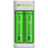Batteriopladere - NiMH Batterier & Opladere GP Batteries ReCyko Battery Charger, E211 (USB) incl. 2 x AA 2100 mAh