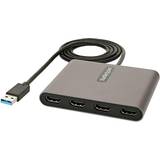 StarTech USB 3.0 to 4 HDMI Adapter, Graphics Card, USB Type-A to Quad HDMI Display Adapter Dongle, 1080p 60Hz, USB 3.0