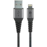Sølv Kabler Goobay Lightning USB-A Tekstil kabel sølv 0,5 m