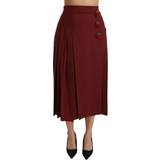 Rød - Uld Nederdele Dolce & Gabbana High Waist Pleated Maxi Wool Skirt