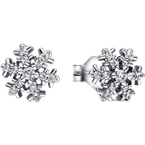 Pandora Øreringe Pandora Sparkling Snowflake Stud Earrings - Silver/Transparent
