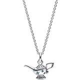 Pandora Turkis Smykker Pandora Disney Aladdin Magic Lamp Pendant Collier Necklace - Silver/Turquoise