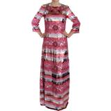 Dame - Lange kjoler - Pink Dolce & Gabbana Women's Floral Sequined Crystal Gown Dress