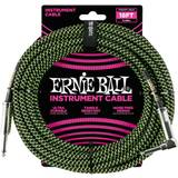 6,3 mm (1/4 TRS) kabler Ernie Ball 6082 Instrumentkabel 5,4m Sort/Grøn