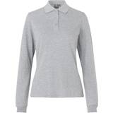 Dame - Viskose Polotrøjer ID Women Long Sleeved Polo Shirt - Grey Melange