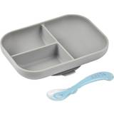 Turkis Børneservice Beaba Baby's Silicone Meal Set With Suction Cup - Grey