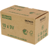 Deltaco Batterier Batterier & Opladere Deltaco Ultimate Alkaline 9V-batteri, 10-pack (Bulk)