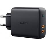 Aukey Batterier & Opladere Aukey PA-D5 GaN mobile device charger Black 2xUSB C Power Delivery 3.0 63W 6A Dynamic Detect