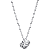 Pandora Rectangular Sparkling Halo Collier Necklace - Silver/Transparent