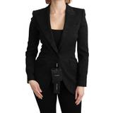 6 - Polyester Blazere Dolce & Gabbana Black Brocade Single Breasted Blazer Women's Jacket