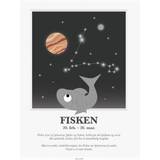 Stjerner Malerier & Plakater Kids by Friis Stjernetegnsplakat Fisken 30x40cm