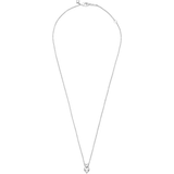 Pandora Double Heart Pendant Sparkling Choker Necklace - Silver/Transparent