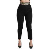 Dolce & Gabbana Women's Black Cropped Skinny High Waist Wool Pants - Black