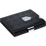 Exentri Wallets Chess-Pattern Leather RFID-Blocking Tri-Fold Wallet with Stainless Steel Clasp - Black