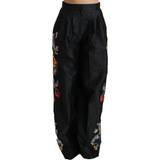 Dolce & Gabbana Nylon Bukser & Shorts Dolce & Gabbana Women's Brocade Floral Sequined Beaded Pants