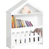 Hvid Boghylder SoBuy House Shape Kids Bookcase Shelf Rack with Mobile Storage Chest