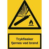 Kontorindretning & Opbevaring Advarselsskilt Trykflasker Fjernes Ved Brand Advarselsskilt A4 297