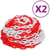 Gør-det-selv vidaXL advarselskæde 2 stk. 30 m plastik rød og hvid