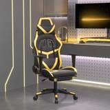 Massage stol vidaXL gamingstol m. massage og fodstøtte kunstlæder sort guldfarvet