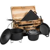 12/230 V Camping & Friluftsliv Bon-Fire Cast Iron Set In Wooden Box