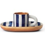Ferm Living Milu Cup With plate -hand-painted Blue