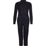 Polyester - Skjortekrave Jumpsuits & Overalls Superdry Cupro Long Sleeve Shirt Jumpsuit - Black