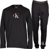Sort Nattøj Calvin Klein Boy's Golden Logo Jersey Pyjama Set - Black