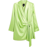 36 - Elastan/Lycra/Spandex - Gul Kjoler River Island Co-ord Satin Belted Blazer Dress
