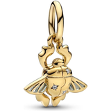 Pandora Metal Charms & Vedhæng Pandora Disney Aladdin Scarab Beetle Dangle Charm - Guld/Transparent