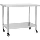 Arbejdsbænke vidaXL Arbejdsbord med hjul til køkken 100x45x85 cm rustfrit stål